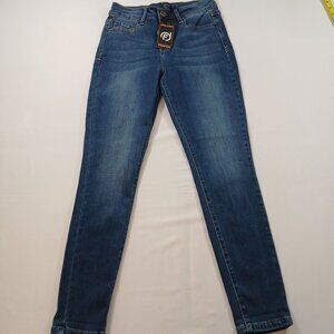 Denim Fueled Women’s Slim Fit Stretch Jeans Size Medium Distressed Dark Blue